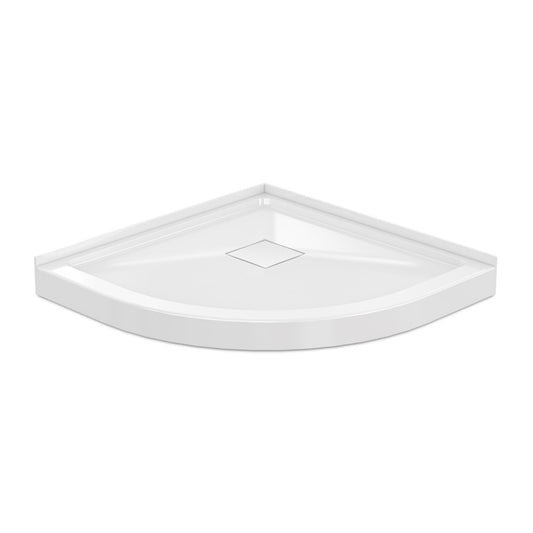 Marquette 38" x 38" Round Corner Double-Threshold Shower Pan Base with Center Drain in Glossy White