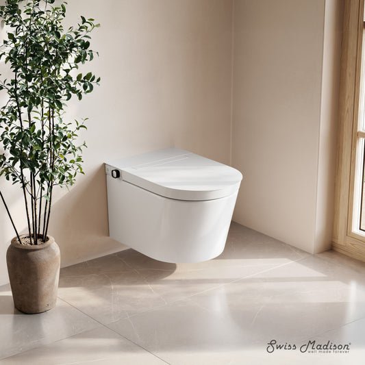 Hugo H Wall-Hung Toilet in Glossy White with Manual Bidet and 2x6 Supporting Frame
