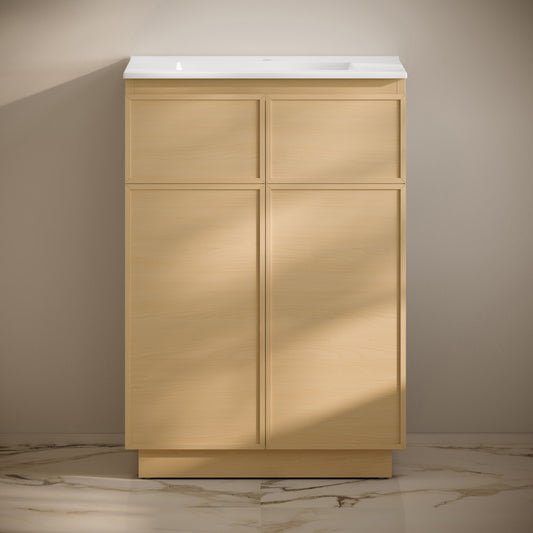 St. Tropez 24" Freestanding Bathroom Vanity in Natural Oak with Sink Top