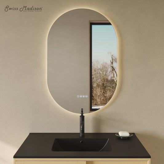 Aura 24" x 36" Pill Shaped LED Anti-Fog Smart Mirror with Bluetooth
