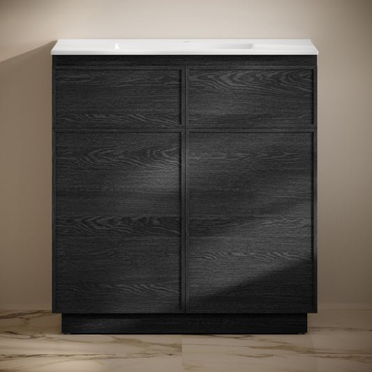 St. Tropez 36" Freestanding Bathroom Vanity in Black Oak with Sink Top